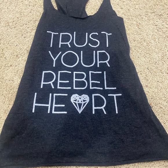 Next Level Apparel Tops - Next Level Apparel Tank Top Women’s Small Black Graphic “Trust Your Rebel Heart”